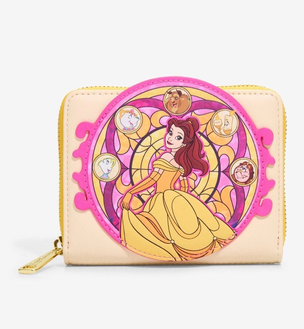Loungefly Disney Beauty & the Beast BELLE Stained Glass zip wallet NWT